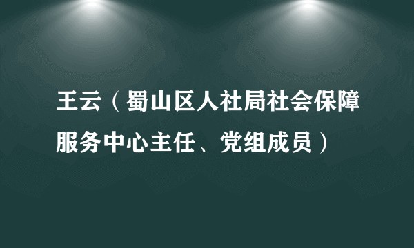 王云（蜀山区人社局社会保障服务中心主任、党组成员）
