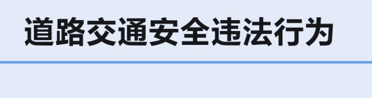 道路交通安全违法行为