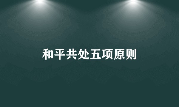 和平共处五项原则