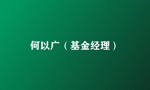 何以广（基金经理）
