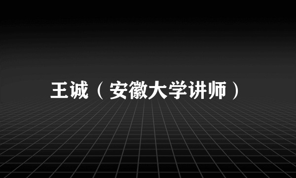 王诚（安徽大学讲师）