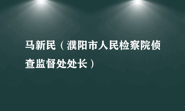 马新民（濮阳市人民检察院侦查监督处处长）