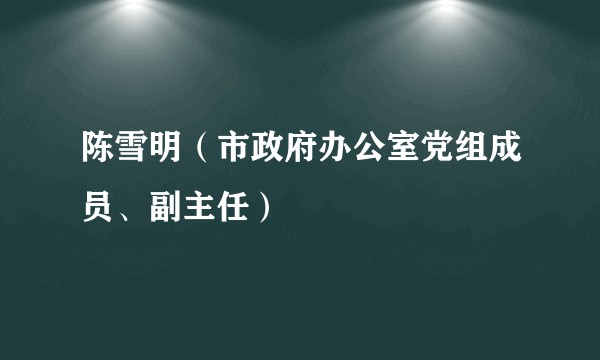 陈雪明（市政府办公室党组成员、副主任）