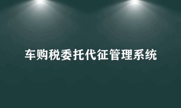 车购税委托代征管理系统