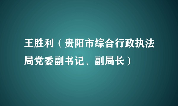 王胜利（贵阳市综合行政执法局党委副书记、副局长）