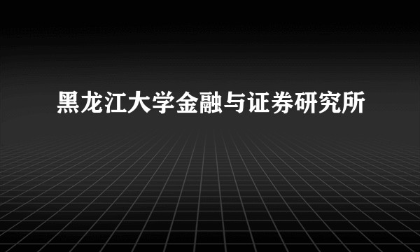 黑龙江大学金融与证券研究所