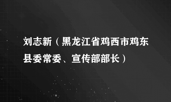 刘志新(黑龙江省鸡西市鸡东县委常委、宣传部部长)