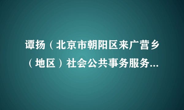 谭扬（北京市朝阳区来广营乡（地区）社会公共事务服务中心党支部书记、新生村党总支书记、村经济合作社社长）