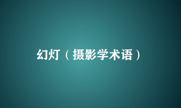 幻灯（摄影学术语）