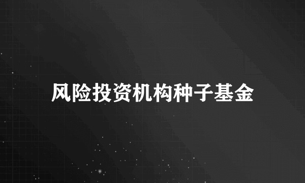 风险投资机构种子基金