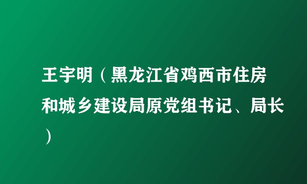 王宇明（黑龙江省鸡西市住房和城乡建设局原党组书记、局长）