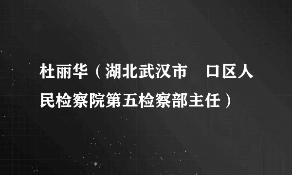 杜丽华（湖北武汉市硚口区人民检察院第五检察部主任）