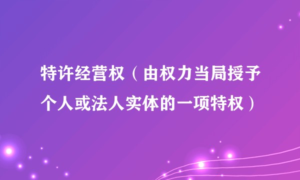 特许经营权（由权力当局授予个人或法人实体的一项特权）