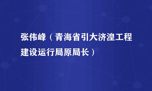 张伟峰（青海省引大济湟工程建设运行局原局长）