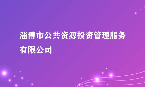 淄博市公共资源投资管理服务有限公司