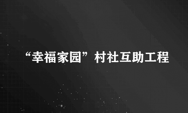 “幸福家园”村社互助工程
