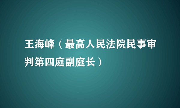 王海峰（最高人民法院民事审判第四庭副庭长）