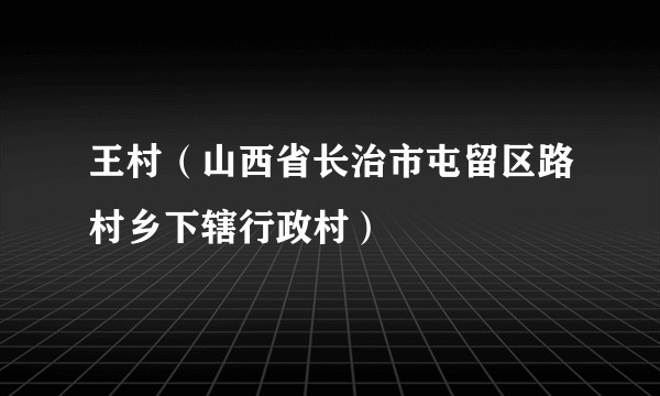 王村（山西省长治市屯留区路村乡下辖行政村）