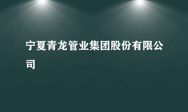 宁夏青龙管业集团股份有限公司