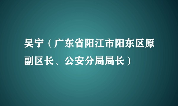 吴宁（广东省阳江市阳东区原副区长、公安分局局长）