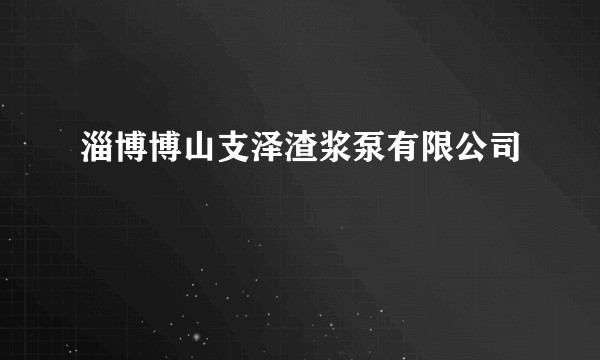 淄博博山支泽渣浆泵有限公司
