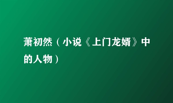 萧初然（小说《上门龙婿》中的人物）