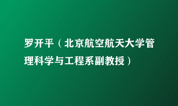 罗开平（北京航空航天大学管理科学与工程系副教授）