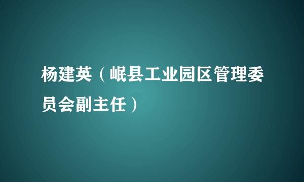 杨建英（岷县工业园区管理委员会副主任）