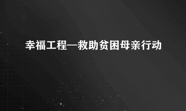 幸福工程—救助贫困母亲行动