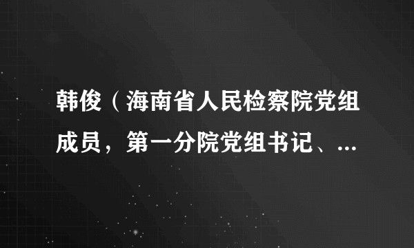 韩俊（海南省人民检察院党组成员，第一分院党组书记、检察长）