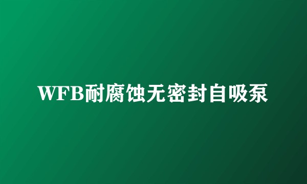 WFB耐腐蚀无密封自吸泵