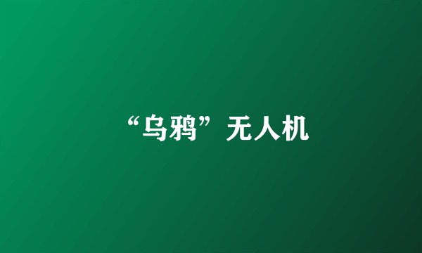 “乌鸦”无人机