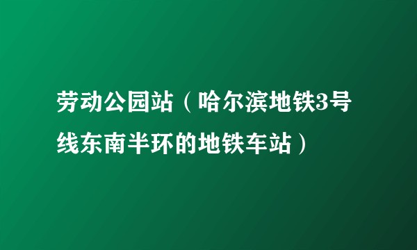 劳动公园站（哈尔滨地铁3号线东南半环的地铁车站）