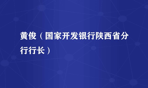 黄俊（国家开发银行陕西省分行行长）