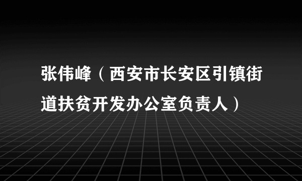 张伟峰（西安市长安区引镇街道扶贫开发办公室负责人）