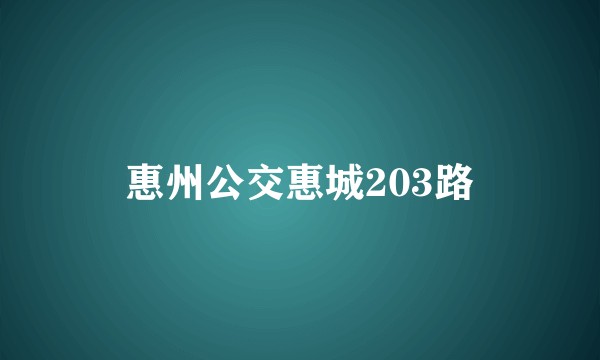 惠州公交惠城203路