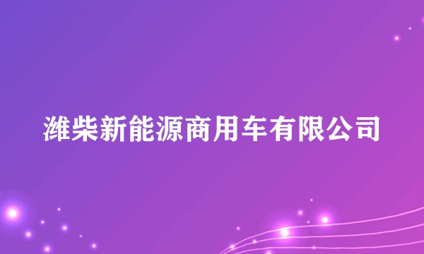 潍柴新能源商用车有限公司