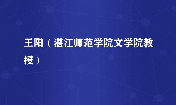 王阳（湛江师范学院文学院教授）
