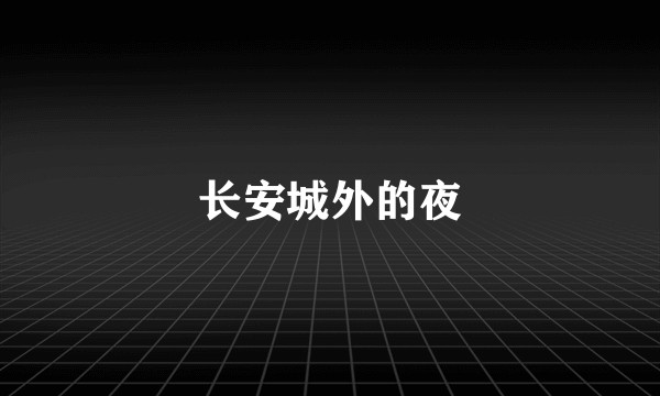 长安城外的夜