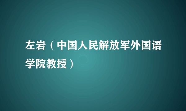 左岩(中国人民解放军外国语学院教授)