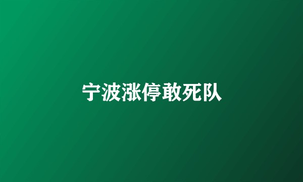 宁波涨停敢死队