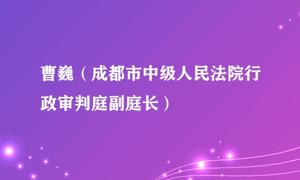 曹巍(成都市中级人民法院行政审判庭副庭长)