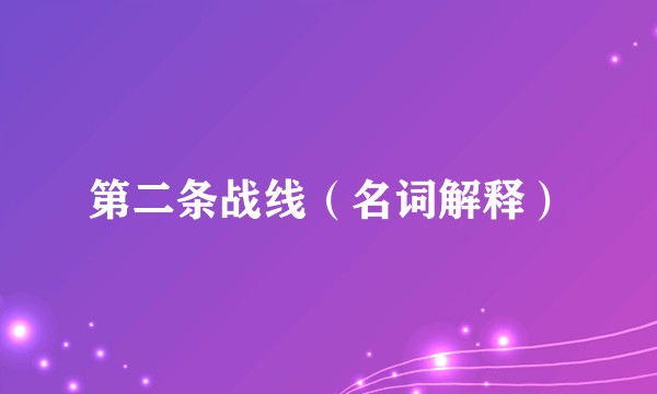第二条战线（名词解释）