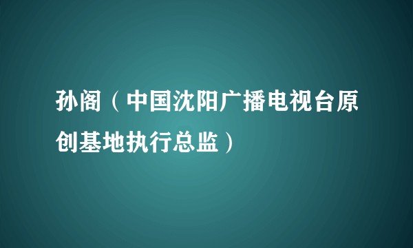 孙阁（中国沈阳广播电视台原创基地执行总监）
