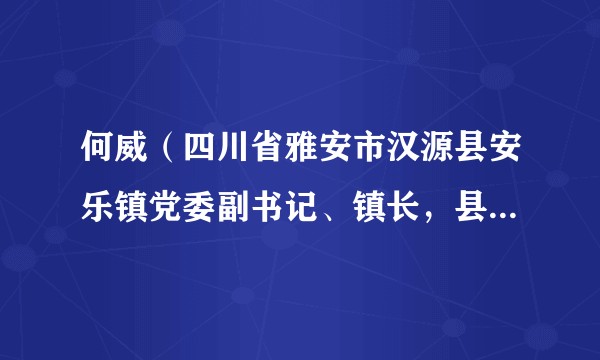 何威（四川省雅安市汉源县安乐镇党委副书记、镇长，县工业园区管理委员会副主任（兼））
