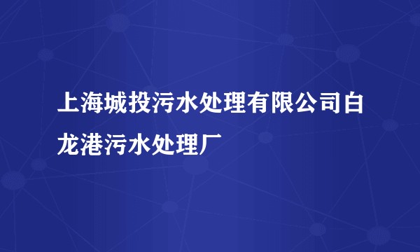 上海城投污水处理有限公司白龙港污水处理厂