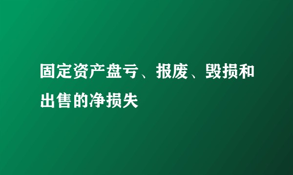 固定资产盘亏、报废、毁损和出售的净损失