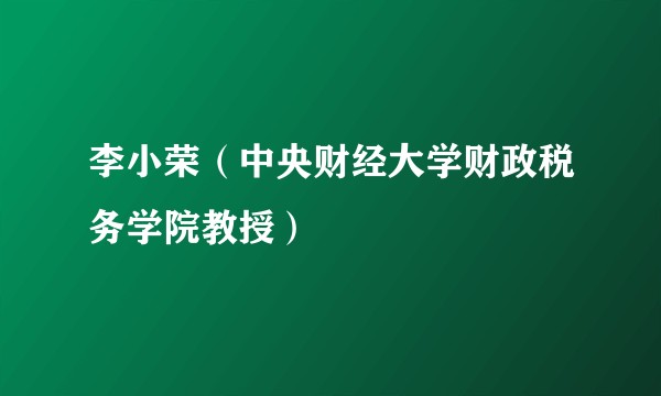 李小荣（中央财经大学财政税务学院教授）