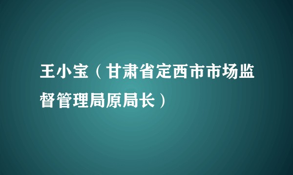 王小宝（甘肃省定西市市场监督管理局原局长）