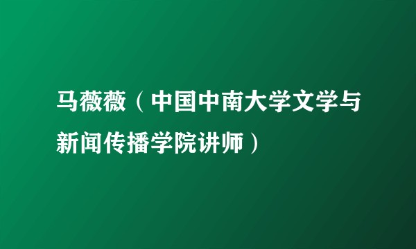 马薇薇（中国中南大学文学与新闻传播学院讲师）